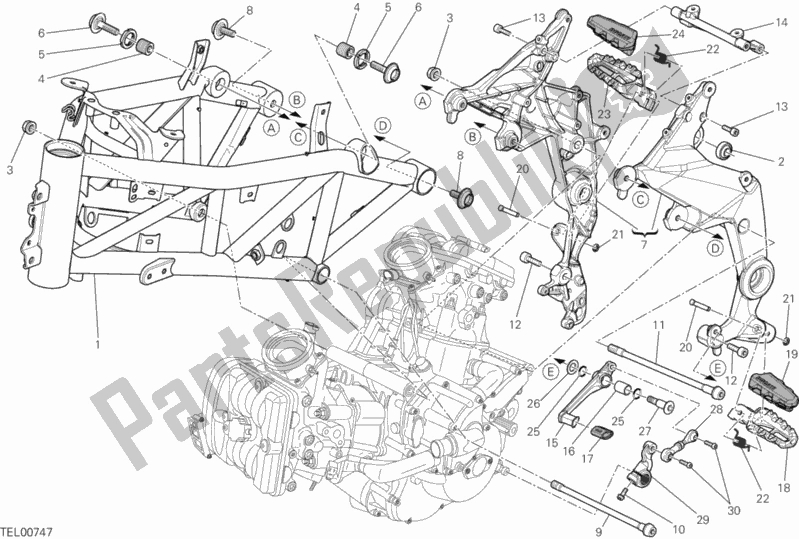 All parts for the Frame of the Ducati Multistrada 1200 S Touring USA 2013